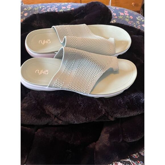 Ryka Womens Light Green Fabric Knit Margo Toe Ring Slip On Sandal Size 7 - Picture 7 of 14